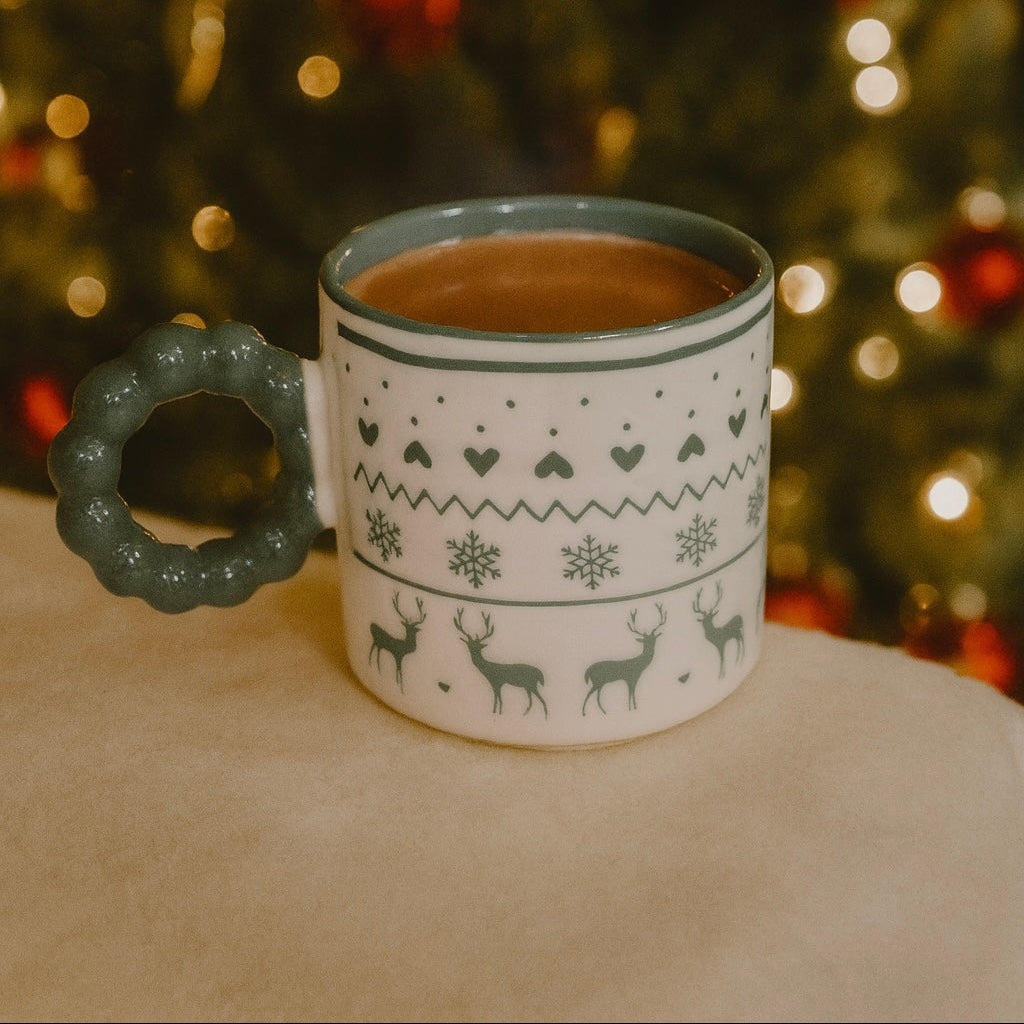 Green christmas print mug