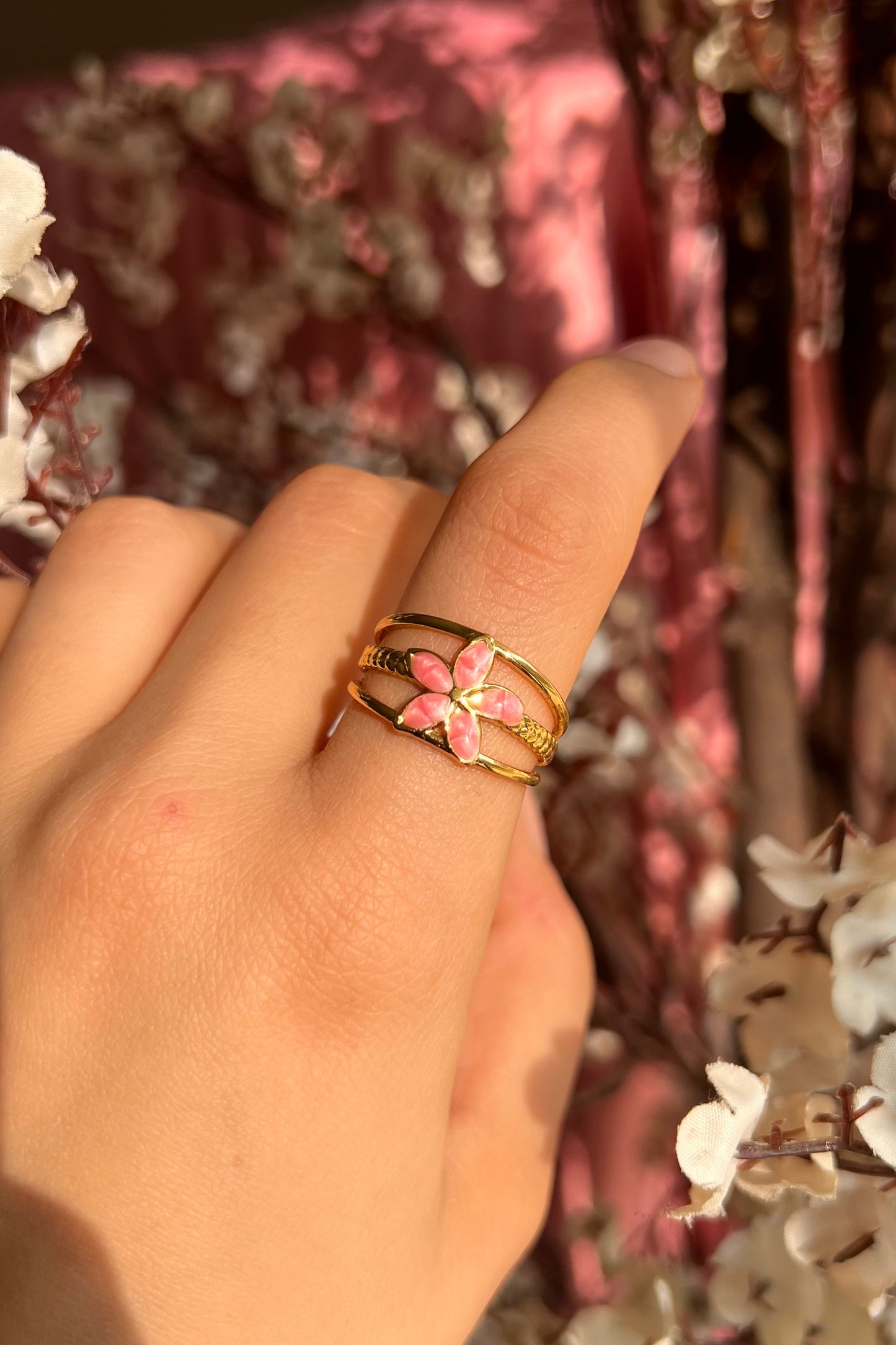 Pink flower ring