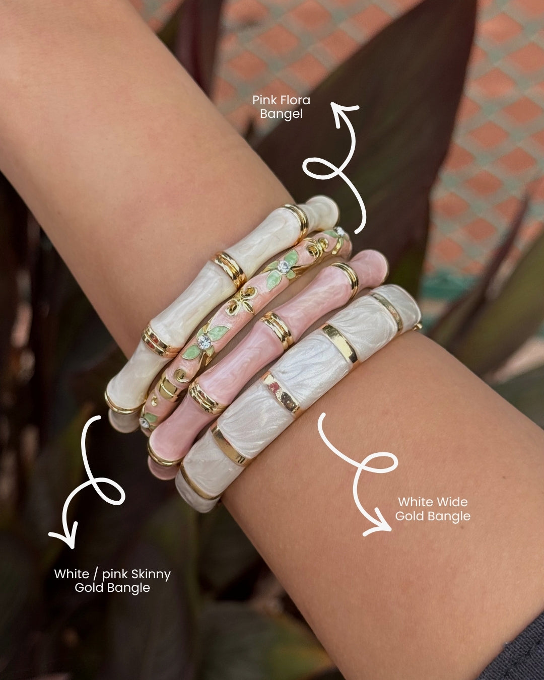 White wide gold bangle