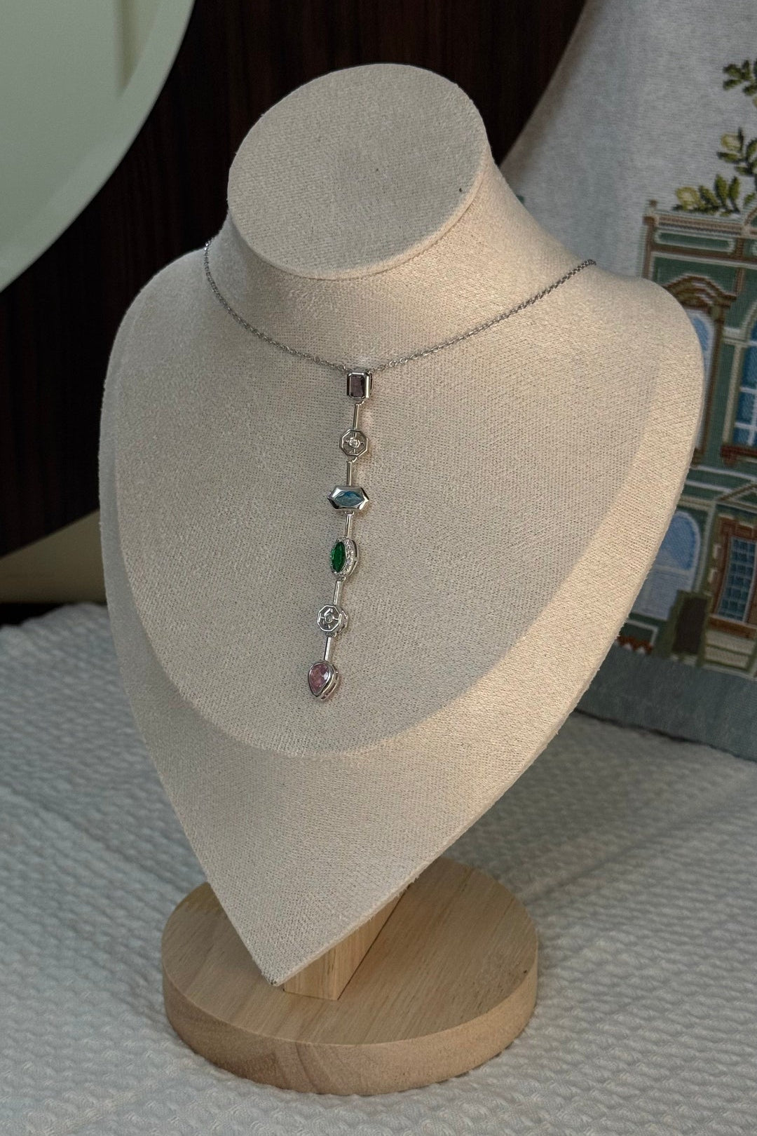 Multi-Gem Drop Necklace
