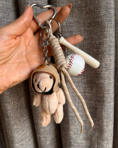 baseball player doggo key chain