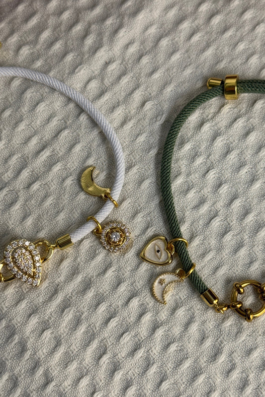 Mixed Charm Cord Bracelet