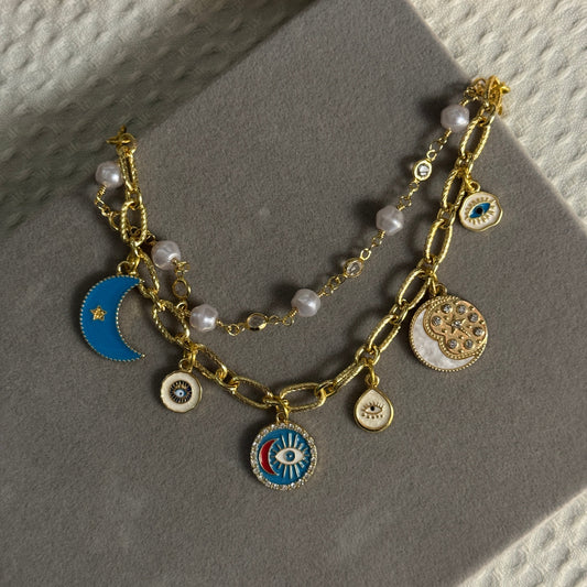 Pearl & Celestial Charm Bracelet