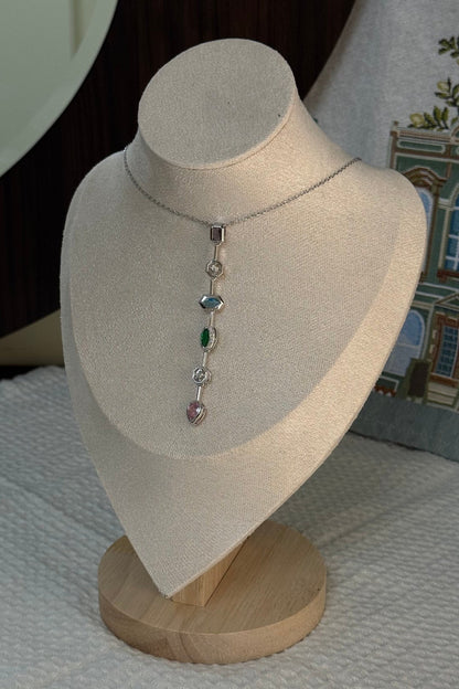 Multi-Gem Drop Necklace