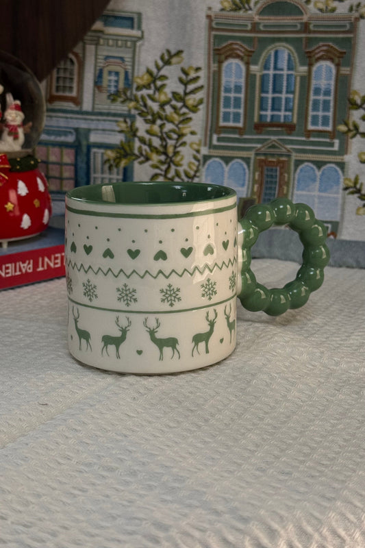 Green christmas print mug