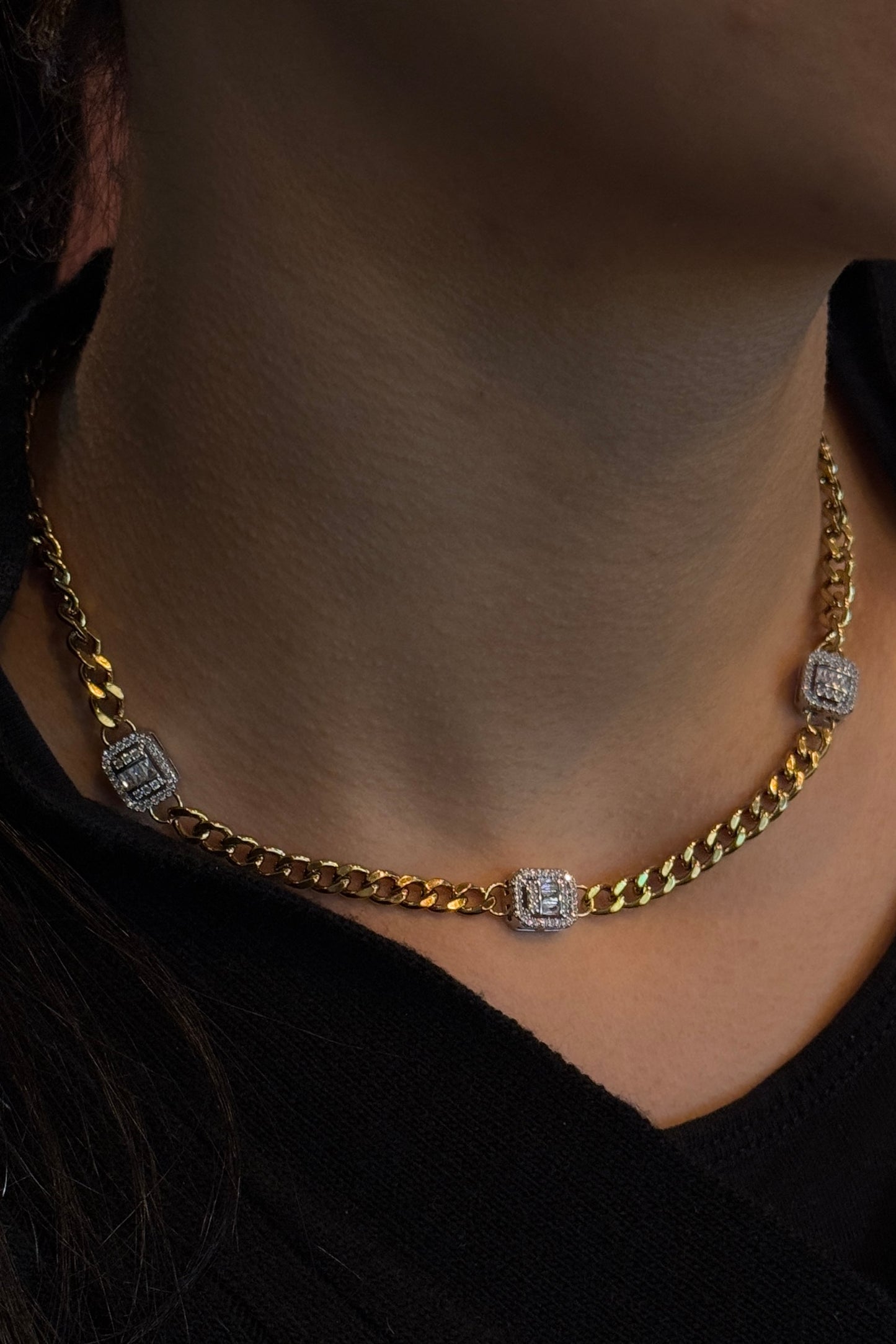 Crystal Block Necklace Chain