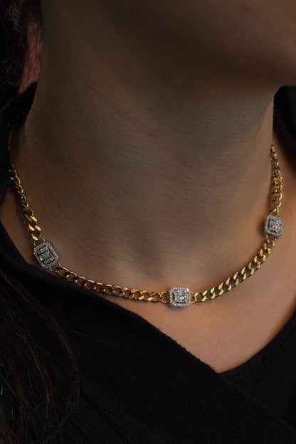 Crystal Block Necklace Chain
