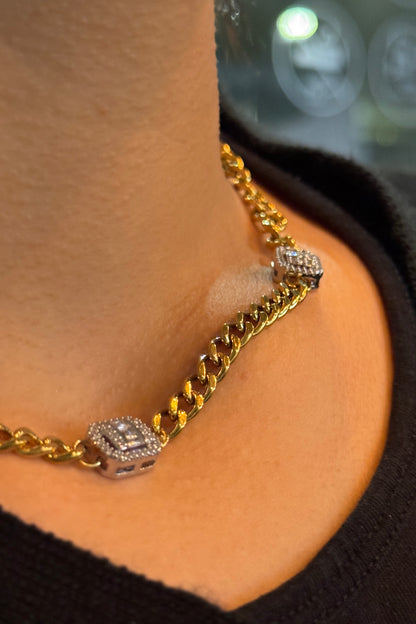 Crystal Block Necklace Chain