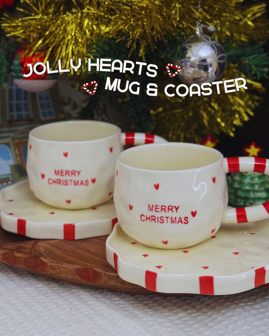 Jolly Hearts Mug & Coaster