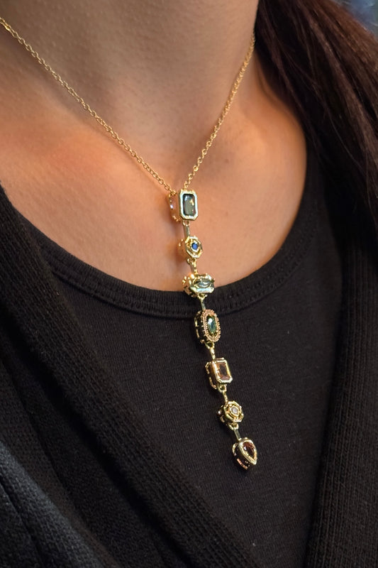 Multi-Gem Drop Necklace
