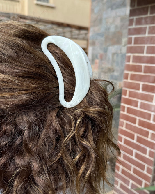 White Jade Curved Clip